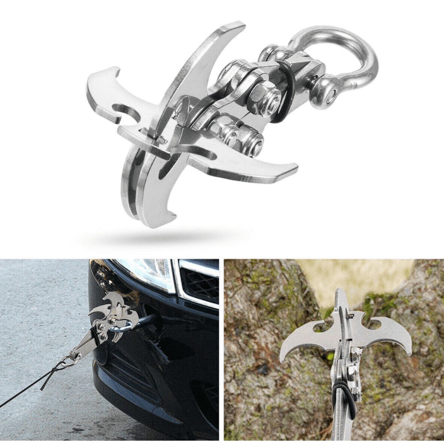 Folding Gravity Grappling Hook Outdoor Steel Climbing Claw Survival Carabiner