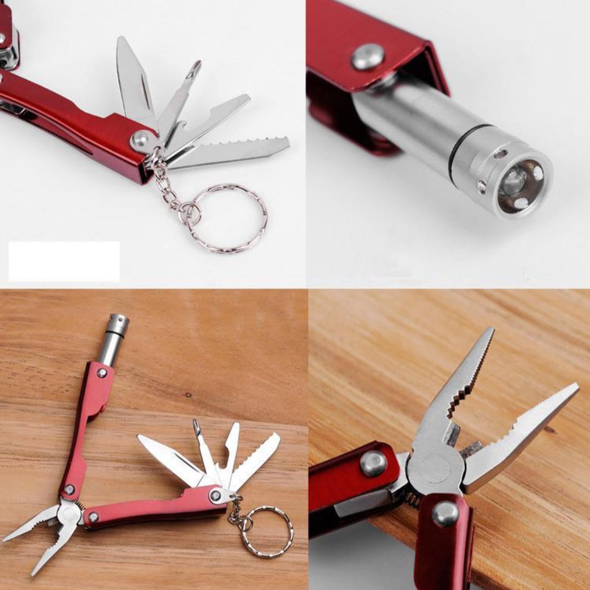 Emergency Survival Kit ā Multi-Tool Set with Compass & LED Flashlight in Portable Red Case