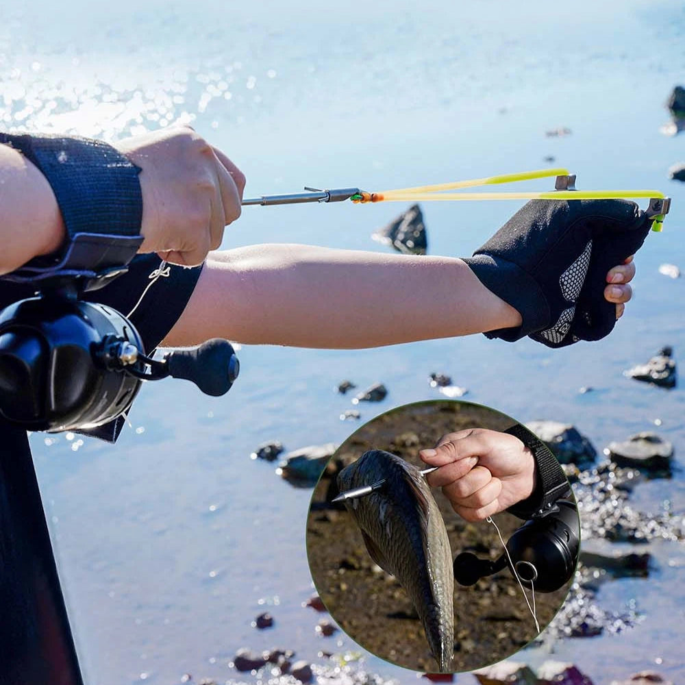 Classic Spearfishing Slingshot Set β Stainless Steel Frame with Fishing Reel & Accessories