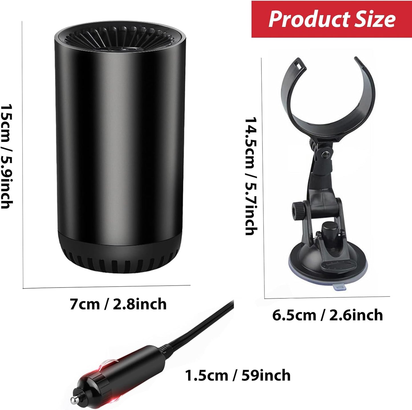 12V Portable Car Heater & Defroster – 2-in-1 Heating and Cooling, Quick Defrost