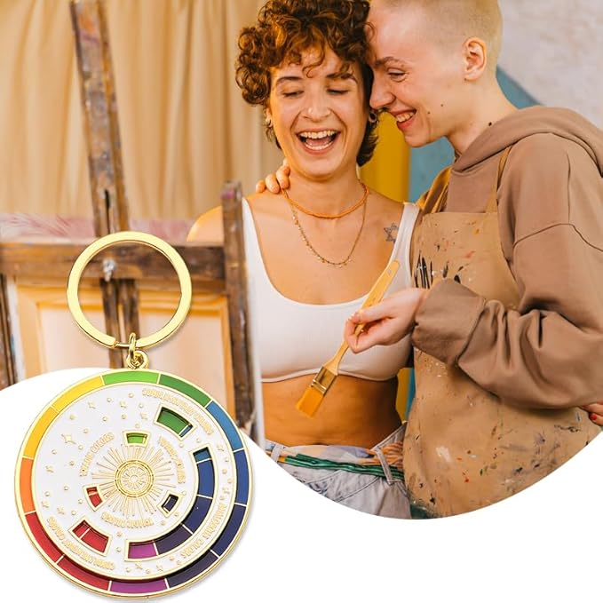 Creative Color Wheel Keychain – Interactive Enamel Spinner Keychain