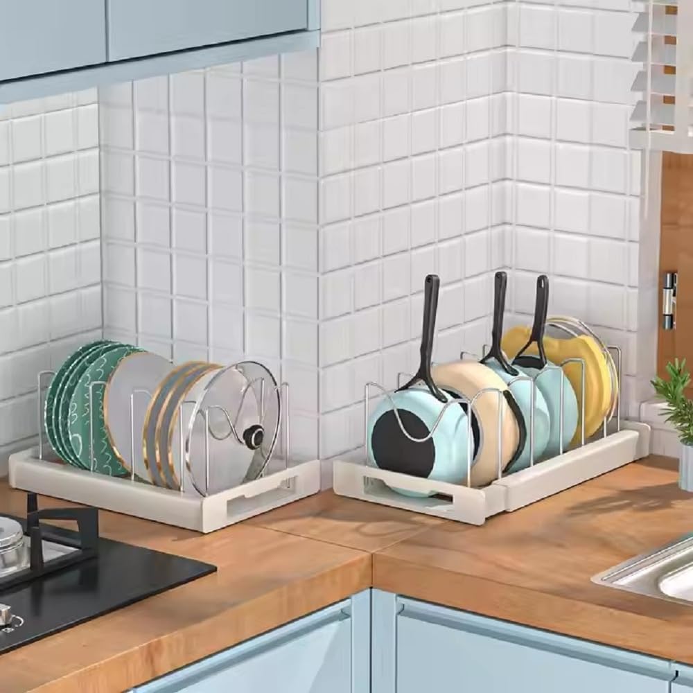 Expandable Cookware Organizer Rack ā Adjustable and Space-Saving Kitchen Storage Solution