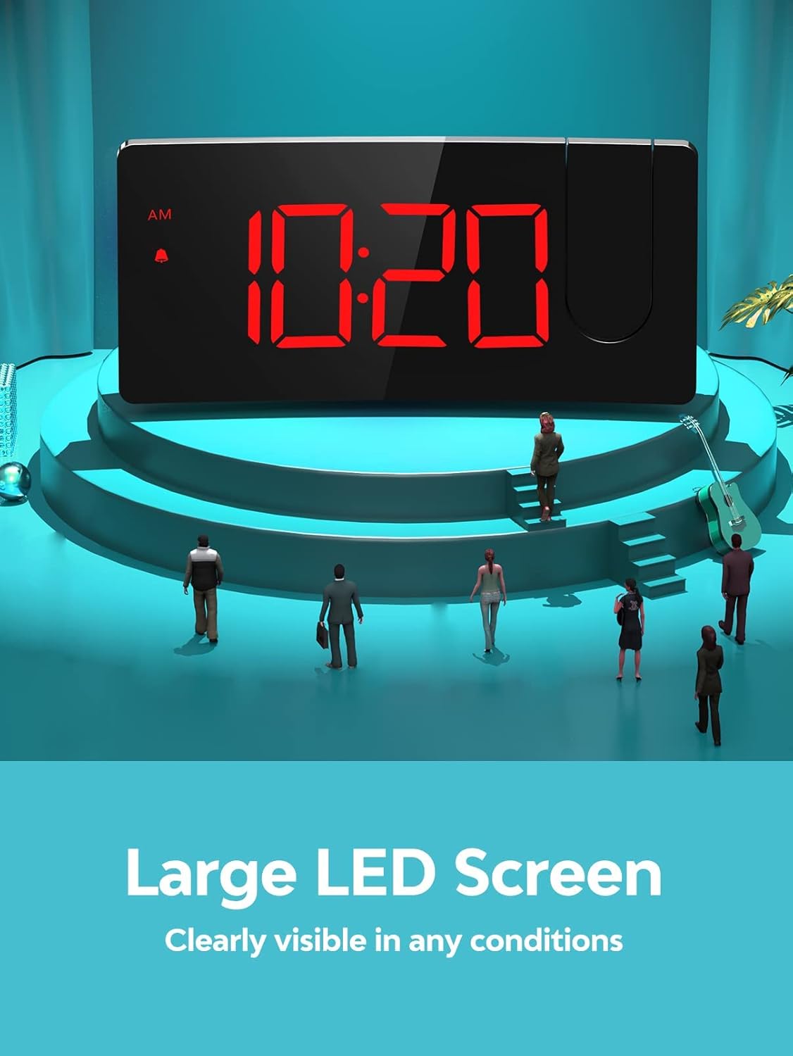 Projection Alarm Clock – 180° Rotatable LED Display with USB Charging & Snooze