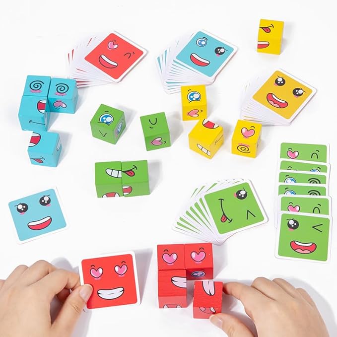 Face-Changing Cube Puzzle Game – Expression Blocks Toy | Brain Training × Parent-Child Interaction × Travel-Friendly