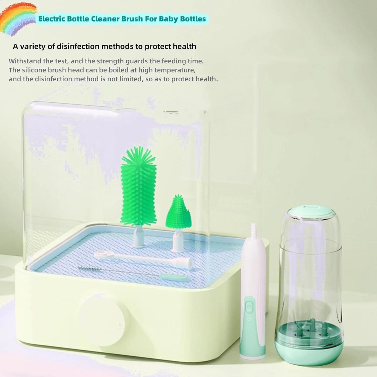 Electric Baby Bottle Brush Cleaner Set | Portable Travel Bottle Washer · Waterproof