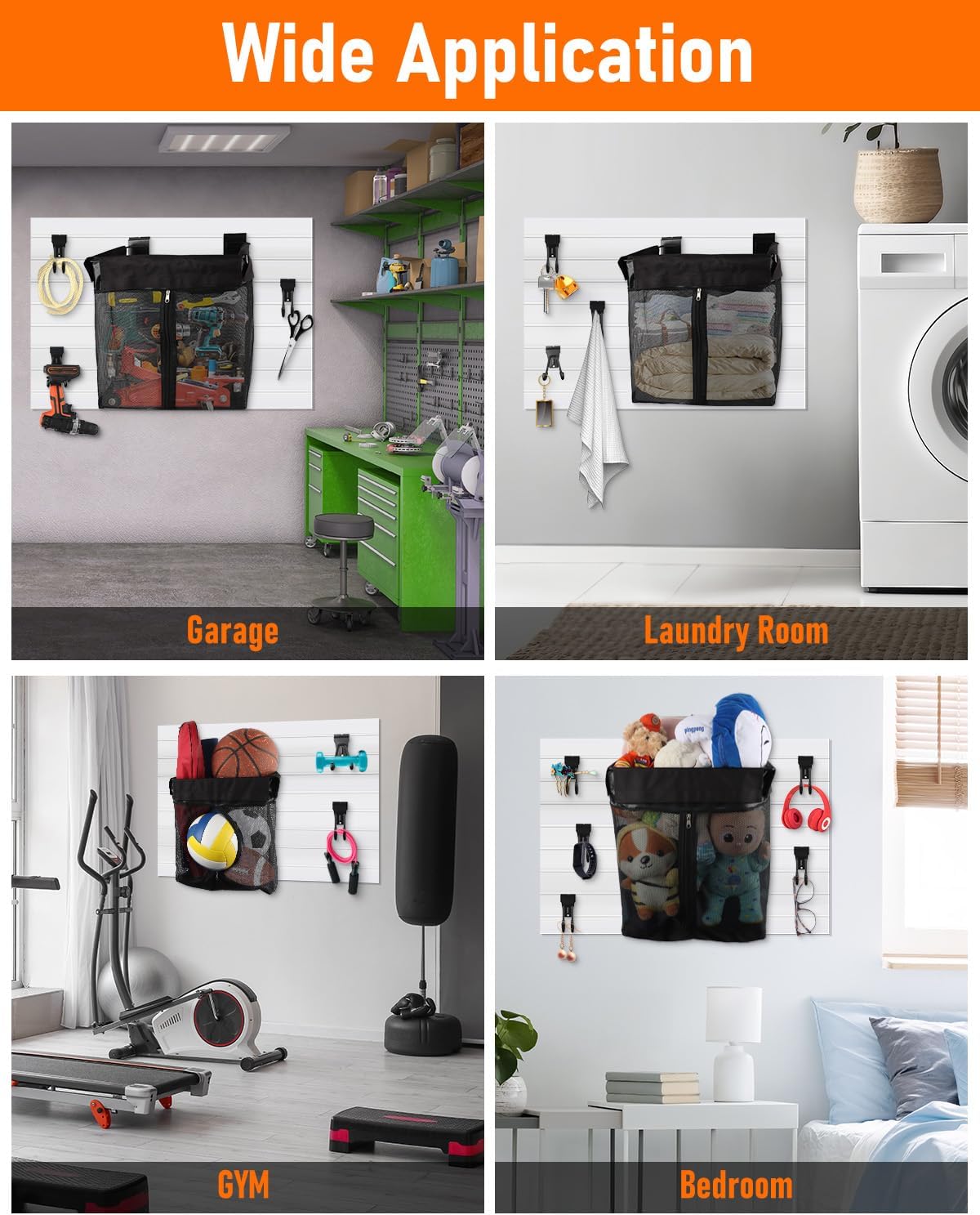 Slatwall Mesh Storage Basket with Zipper – Heavy Duty Garage Organizer