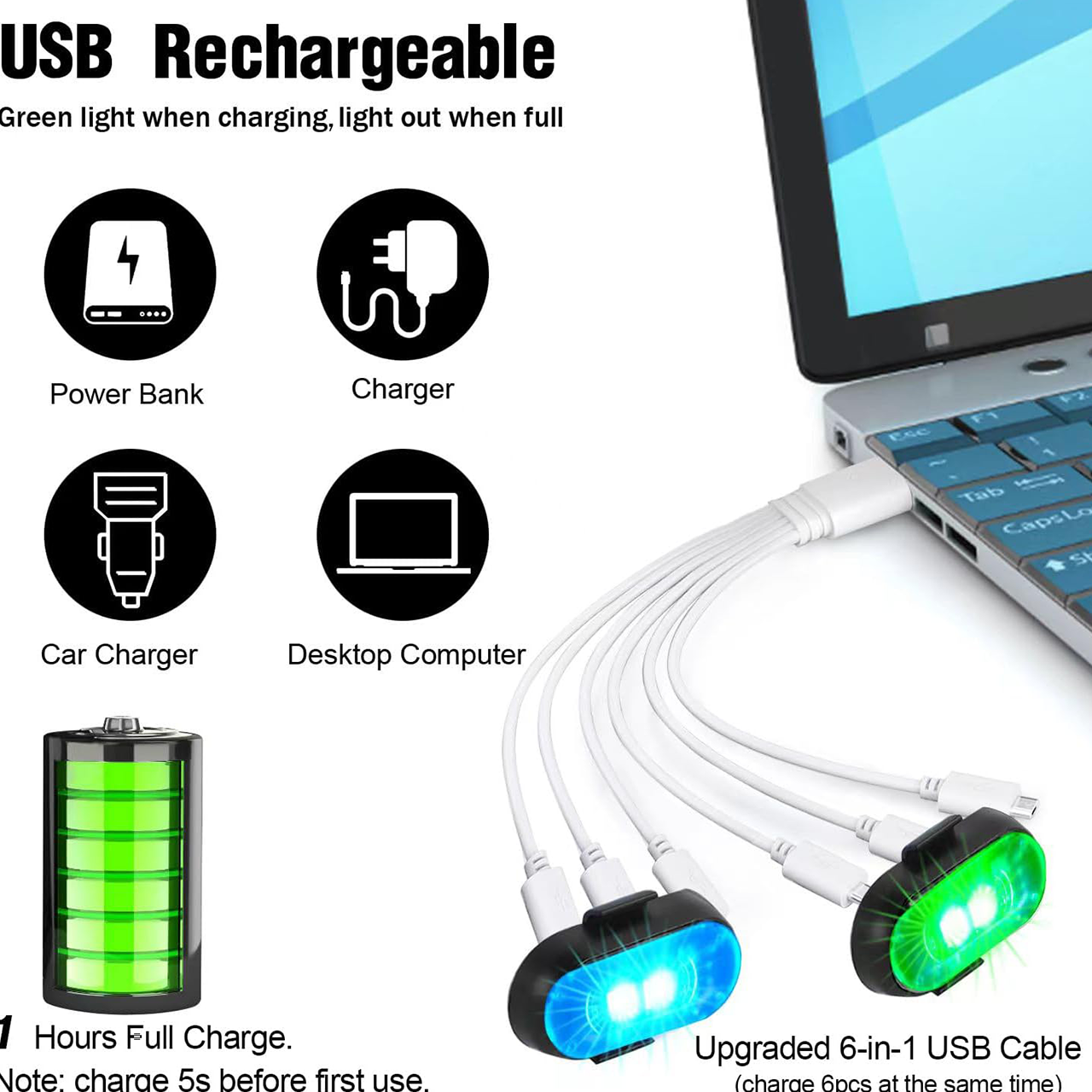 Wireless LED Strobe Lights – 8-Color Rechargeable Warning Lamps