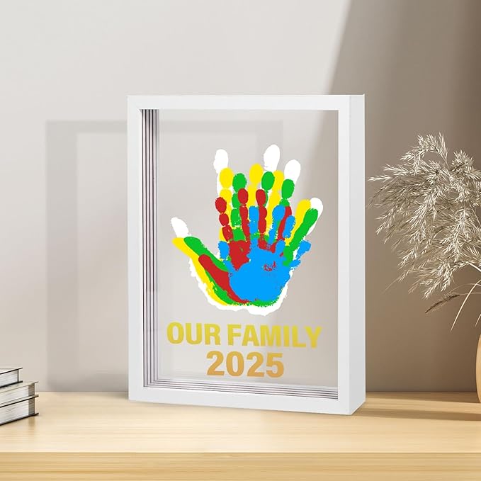 Family Handprint Kit – Baby Handprint & Footprint Keepsake Frame | 5 Non-Toxic Paints | Perfect Gift for New Parents & Families