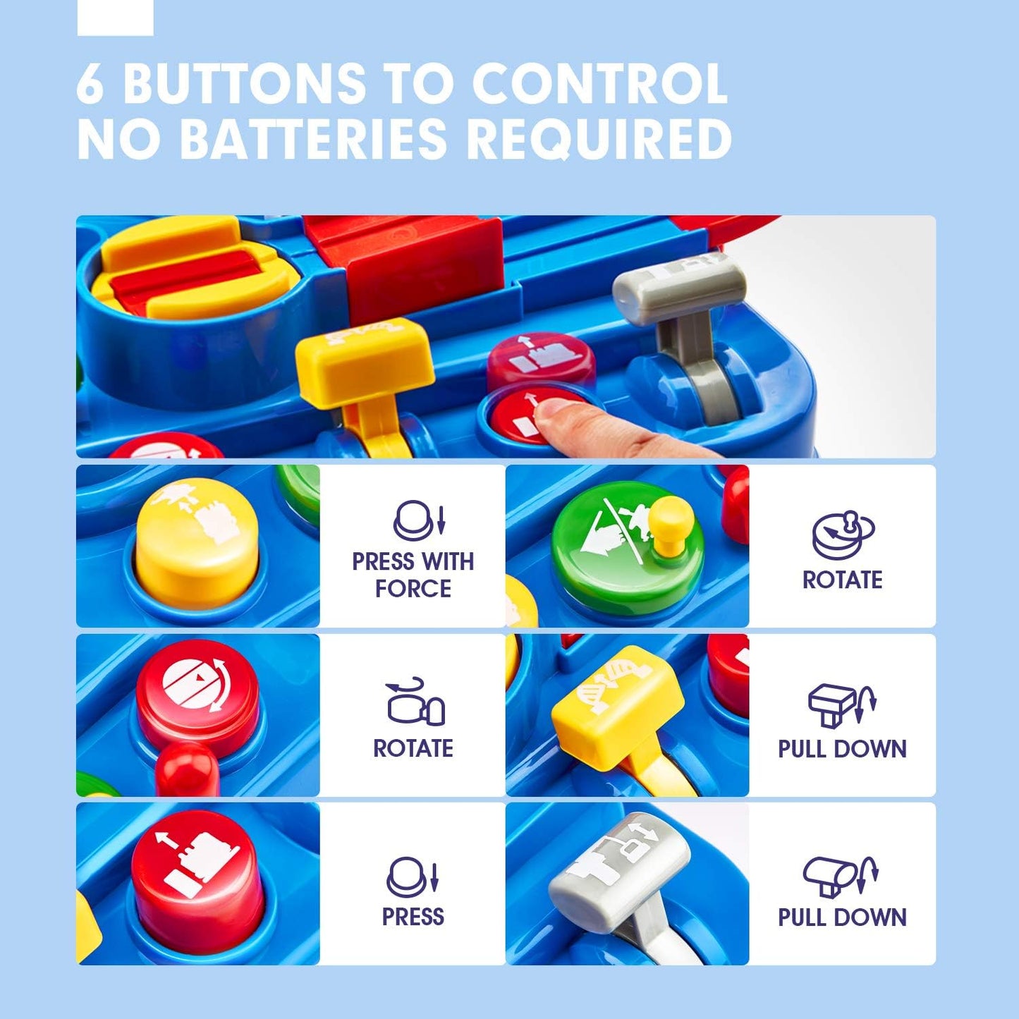 Toy Race Track Set for Boys Ages 3-5 – Large Montessori Car Playset with Interactive Buttons