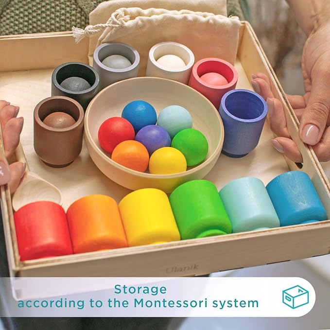 Rainbow Color Matching Game – Montessori Wooden Toy for Kids | Fine Motor & Logic Skills | Great Gift Idea