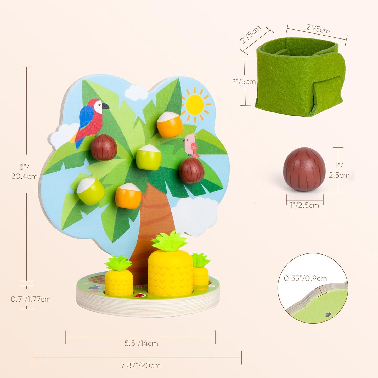 Montessori Fine Motor Toy ā Wooden Magnetic Apple Picking Tree for Kids