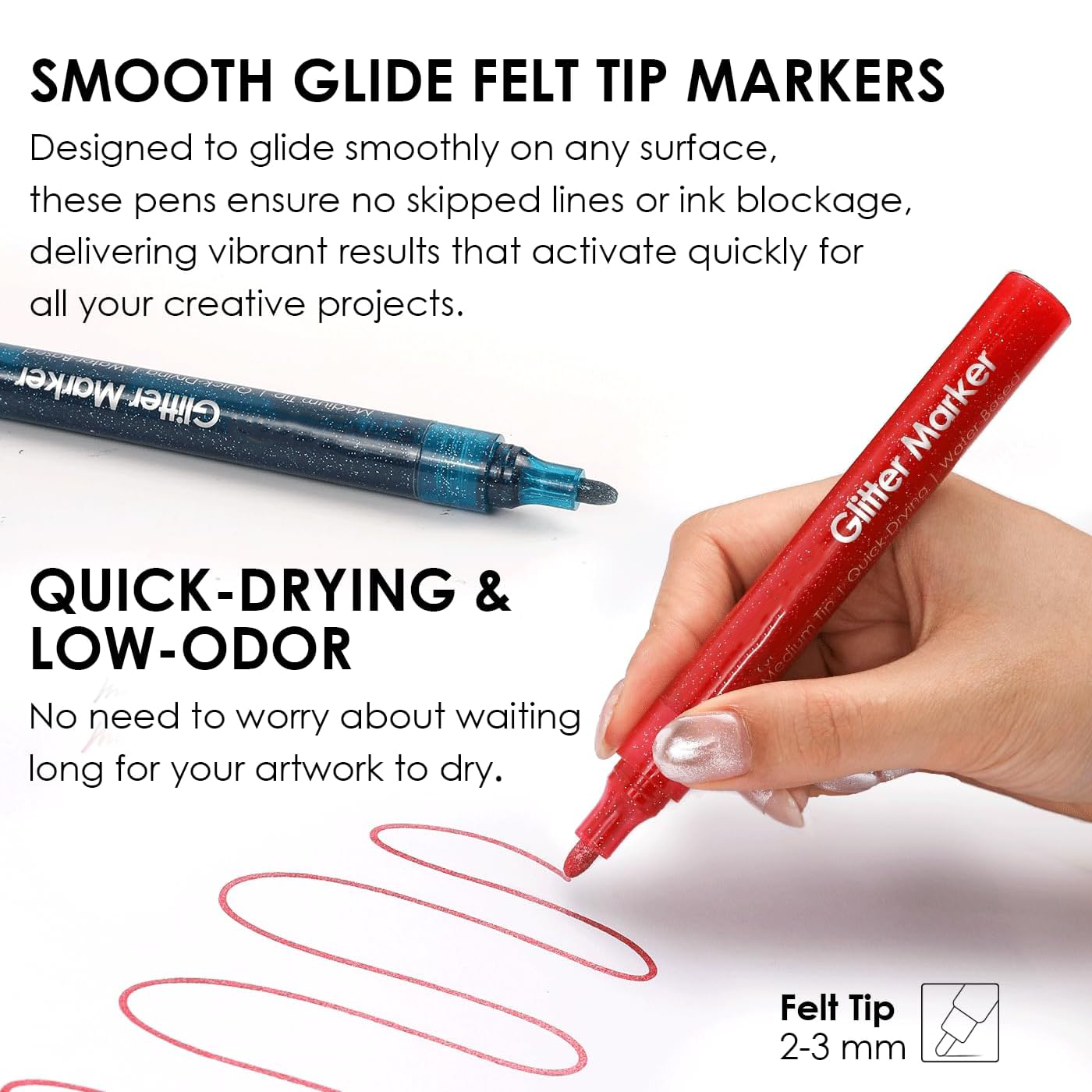 24-Pack Metallic Glitter Markers – Fine Tip Acrylic Paint Pens for DIY Crafts & Art Projects