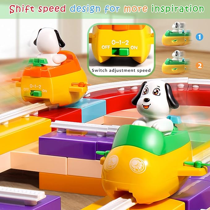 Slot Car Race Track Set – 36-Piece Colorful Building Blocks with Electric Car | Fun Racing Track for Boys and Kids
