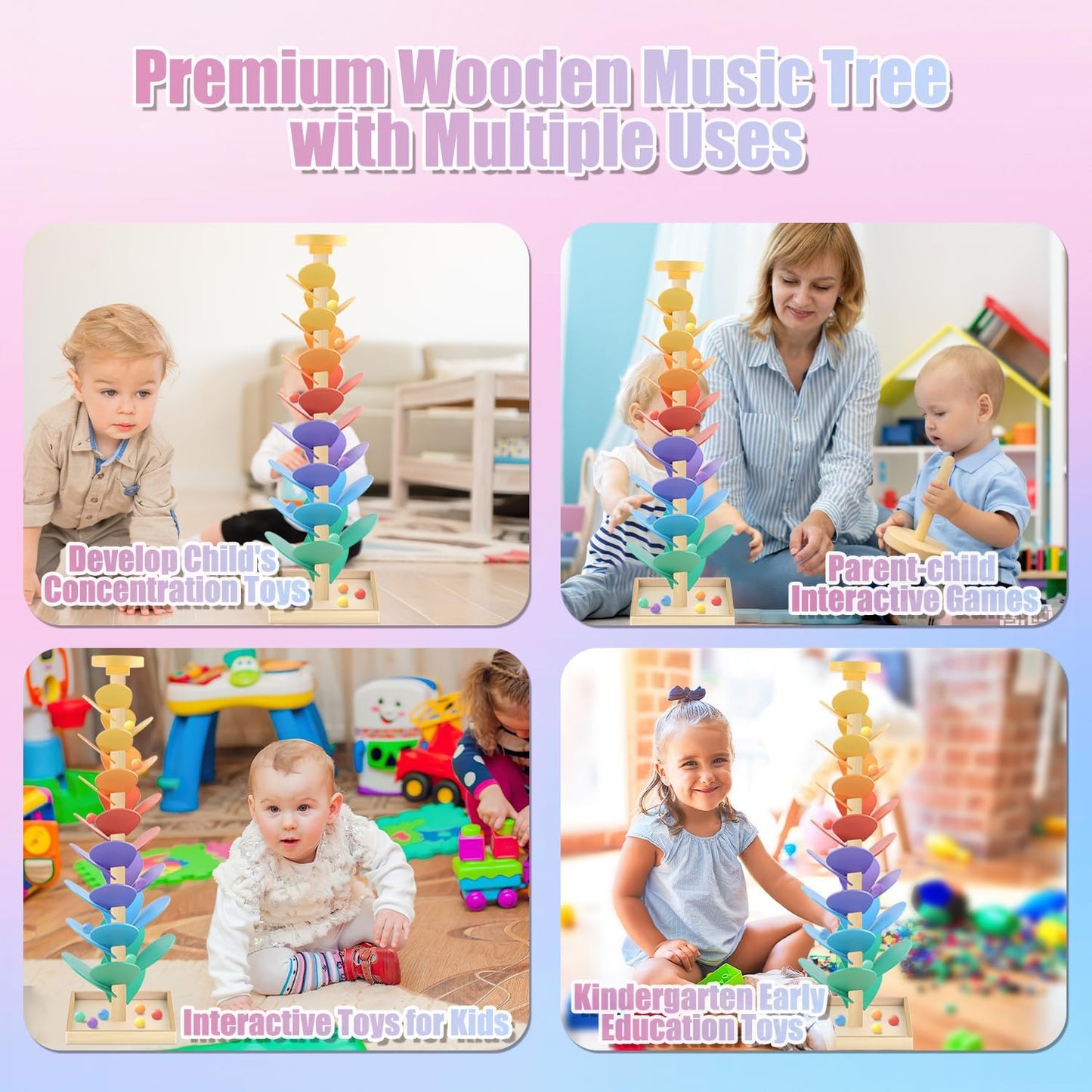 Wooden Marble Music Tree ā Montessori Color Learning Toy for Kids