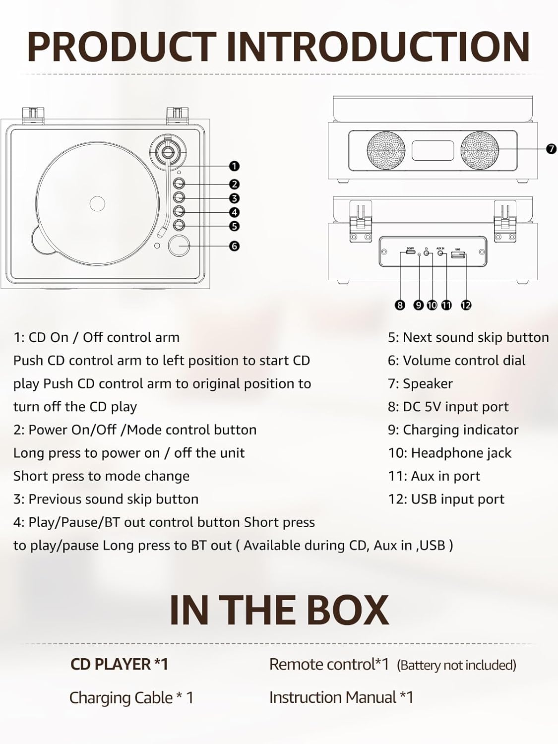 Bluetooth Retro Portable CD Player