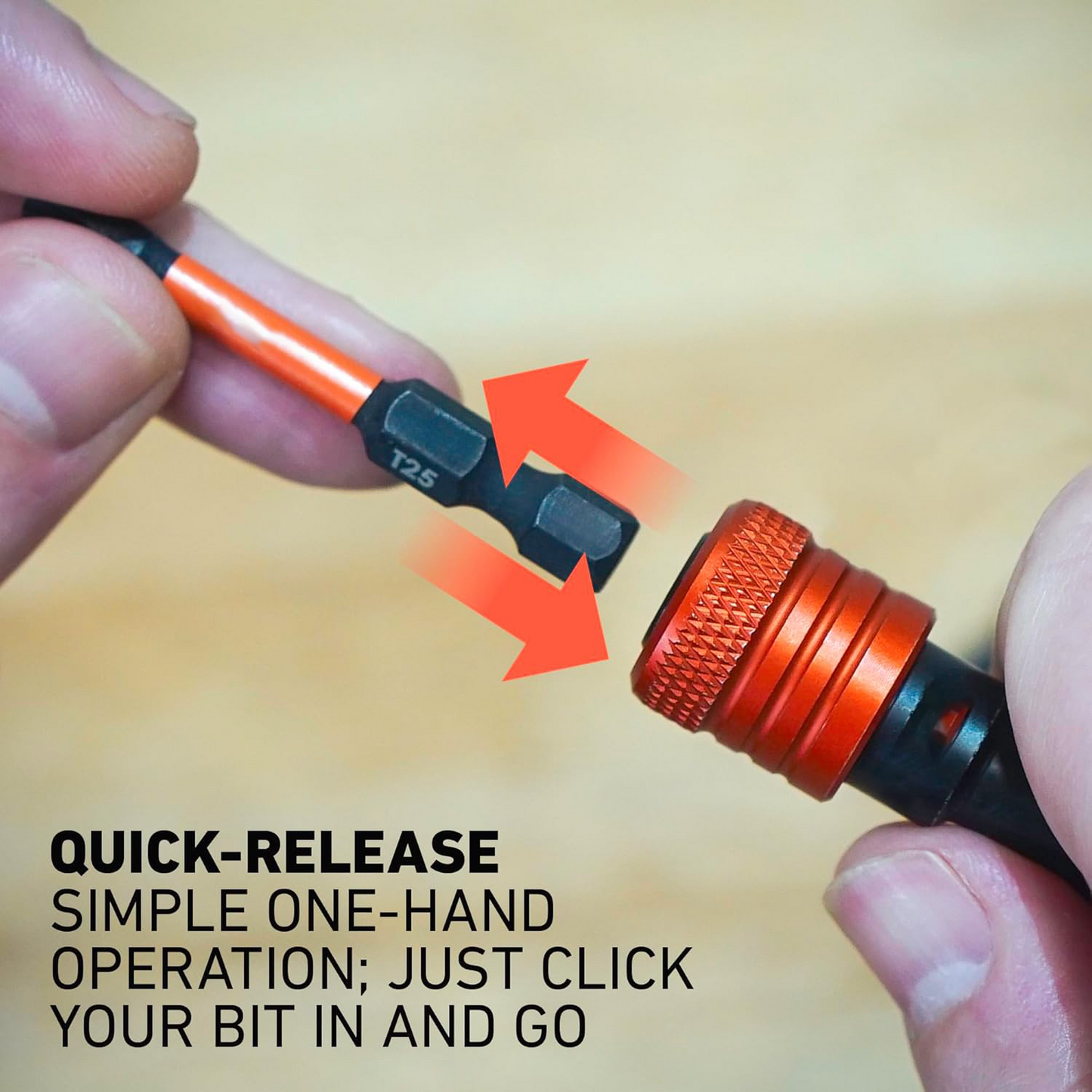 1/4" Hex Shank Quick Release Bit Holder with Keychain Carabiner