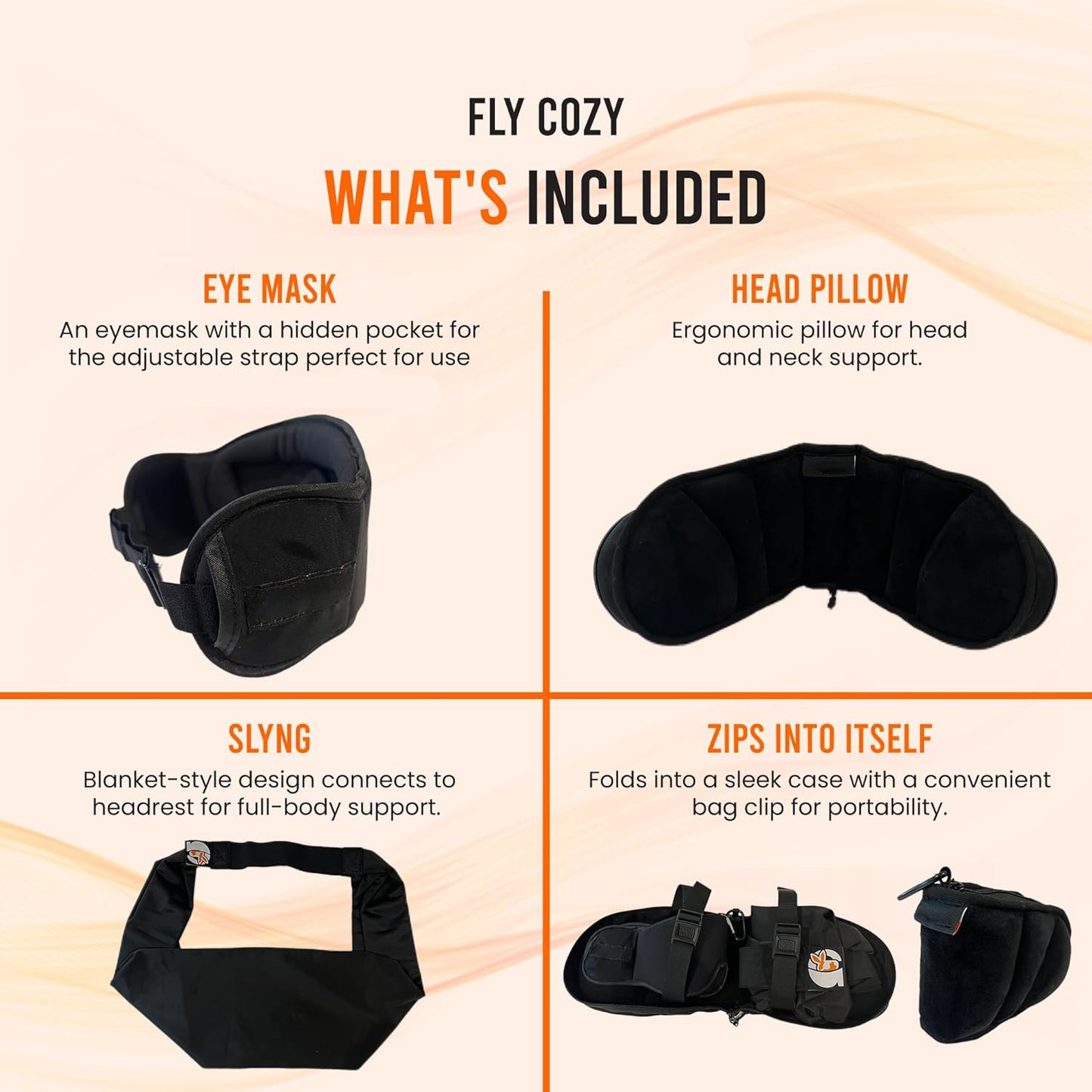 3-in-1 Travel Sleep Support System – Memory Foam Neck Pillow, Adjustable Eye Mask