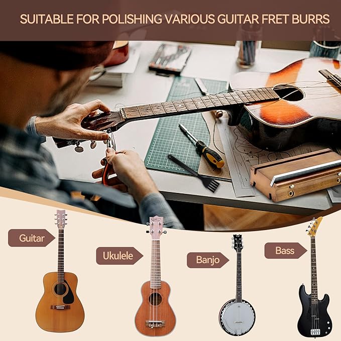 4-in-1 Bass and Guitar Fret File – 3°/23°/35°/90° Fret Dressing Tool | Essential Luthier Tool for Beveling, Rounding, and Deburring