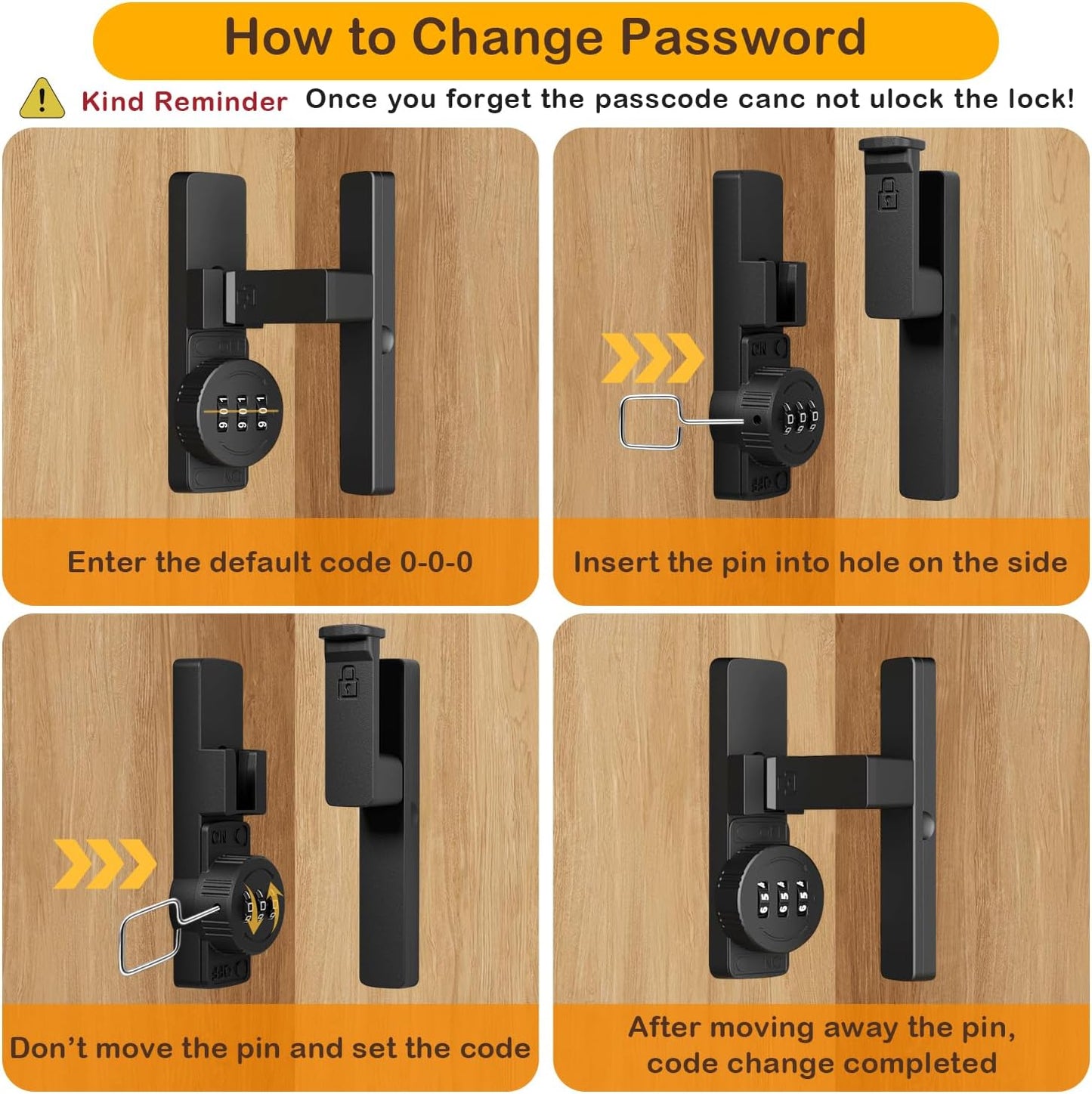 180Β° Heavy Duty Barn Door Lock β 3-Digit Mechanical Password Latch with Luminous Flip Lock