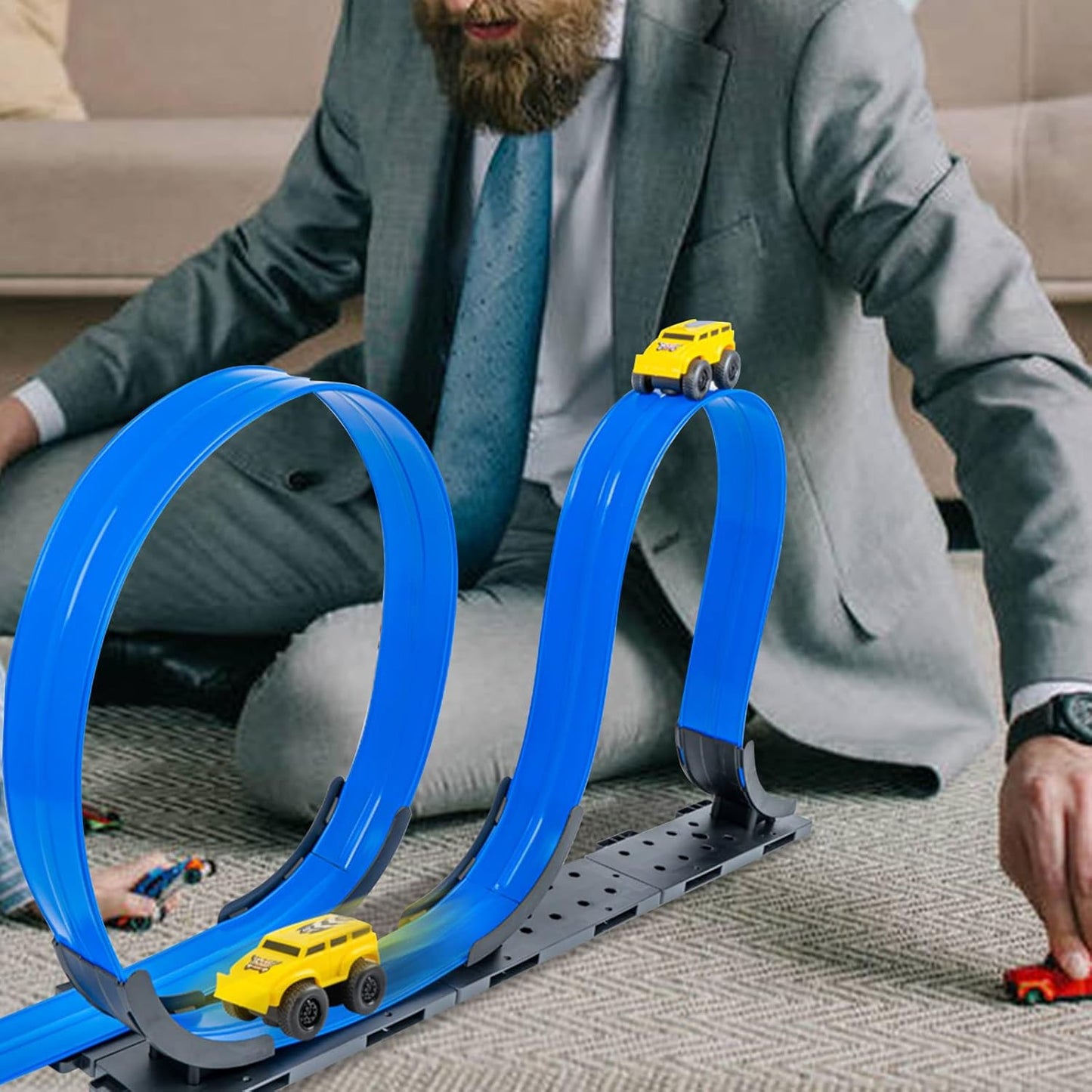 Track Car Kids Vehicle Playset – Flexible Railway Roller Coaster Track