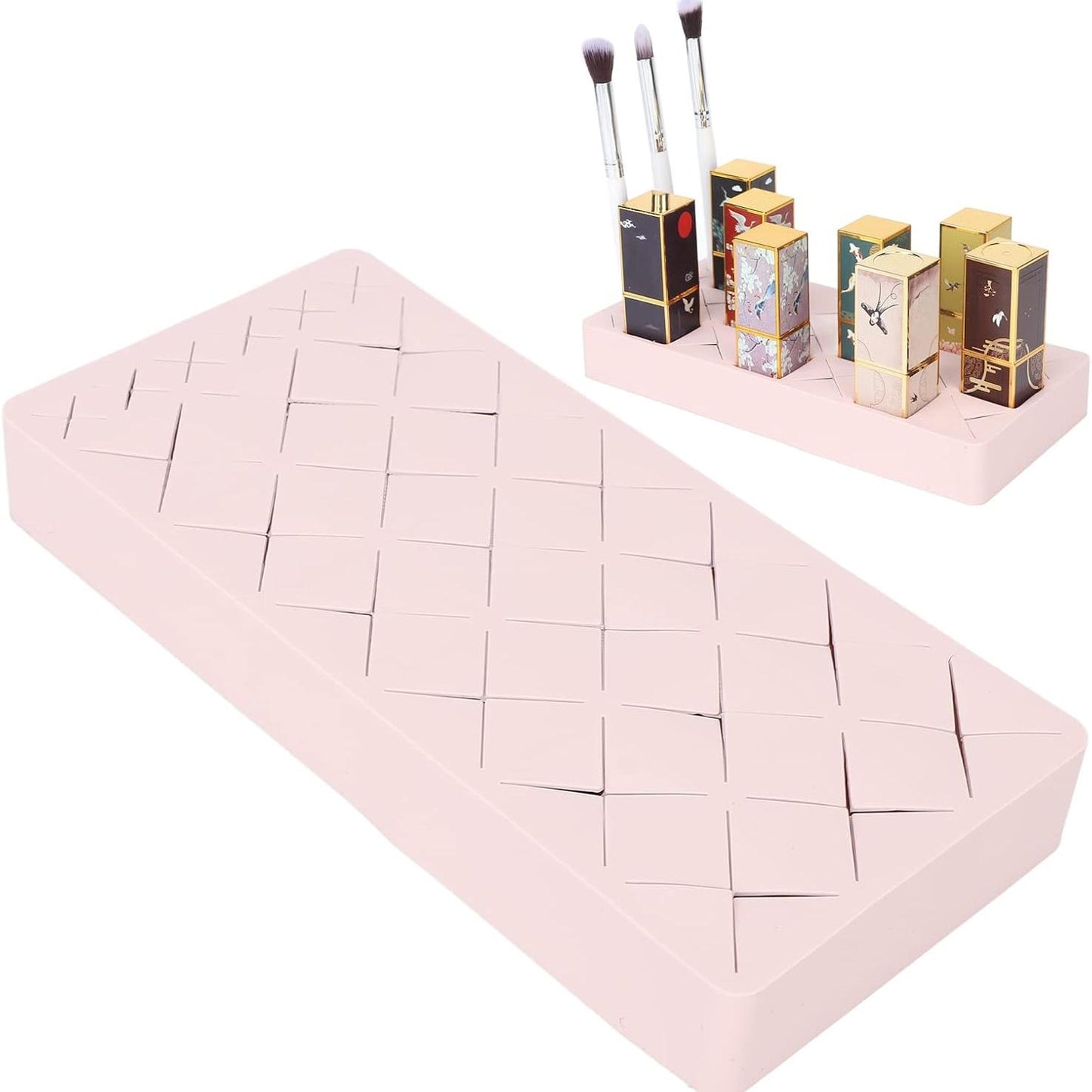 24-Slot Silicone Lipstick Organizer – Makeup Brush & Cosmetic Display Box