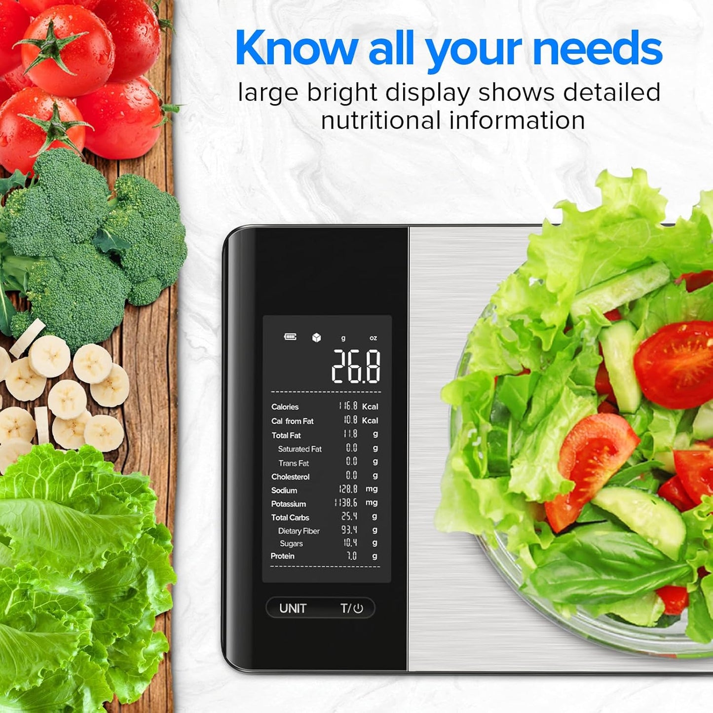 Smart Digital Kitchen Food Scale with Nutrition Calculator