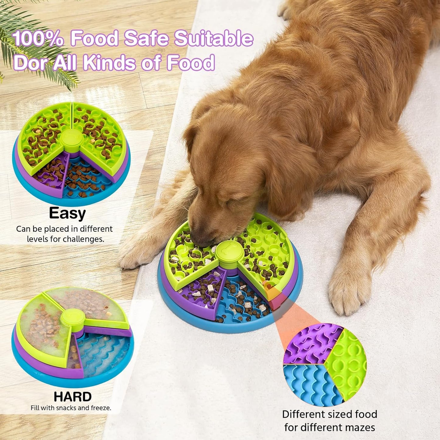 Slow Feeder Dog Bowl – 3-Tier Puzzle Design | Anti-Slip Interactive Feeding Toy for Small/Medium/Large Dogs