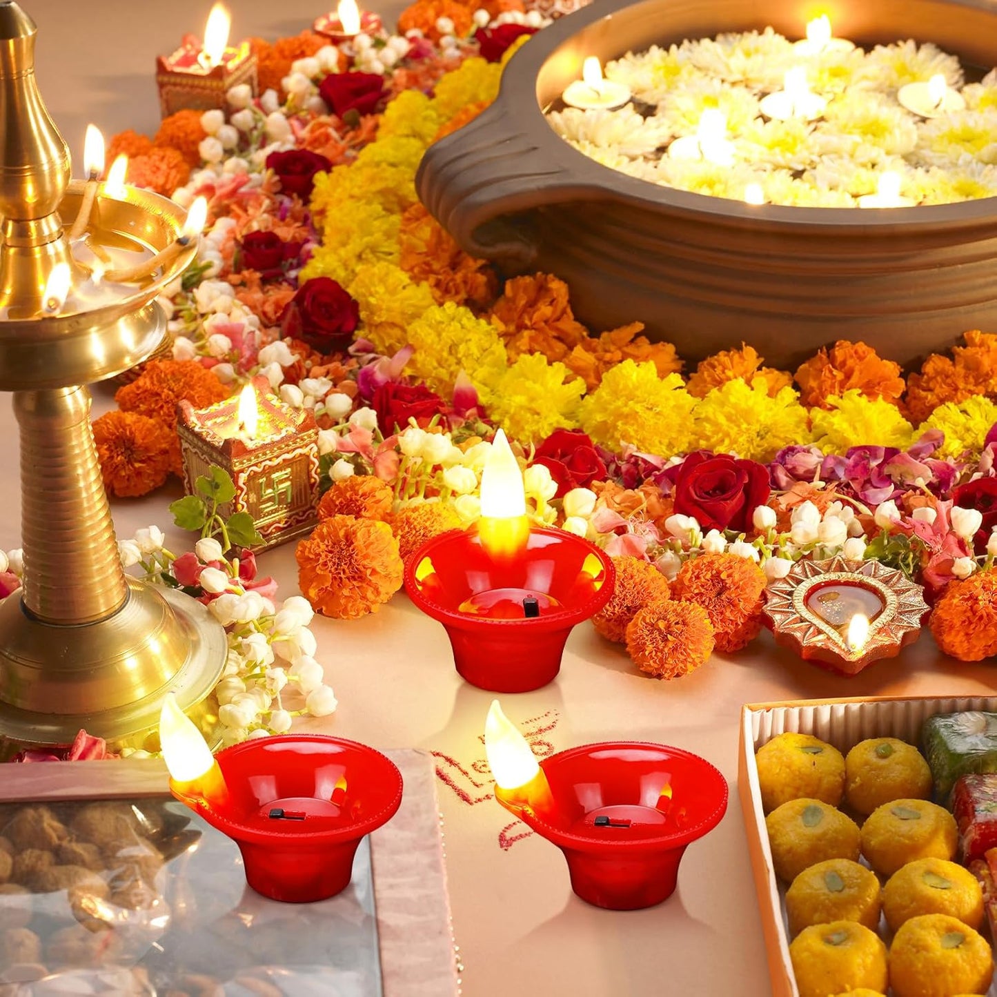 Water Sensor Electric LED Candle Lights – 12 Pack Plastic Flameless Lamps