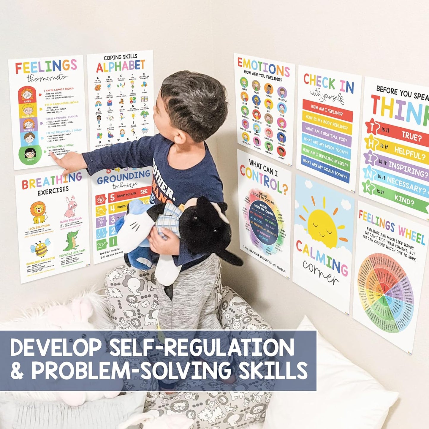 Calm Corner Classroom Posters – 12-Pack Emotional Regulation Wall Décor