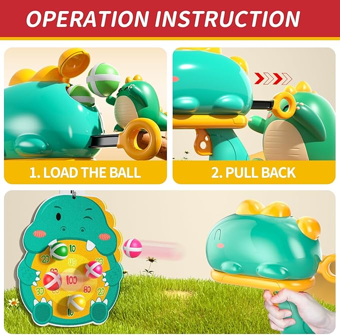 Outdoor Dinosaur Dart Shooting Game – For Kids Ages 3-7 | Dual Play Modes for Indoor & Outdoor Fun