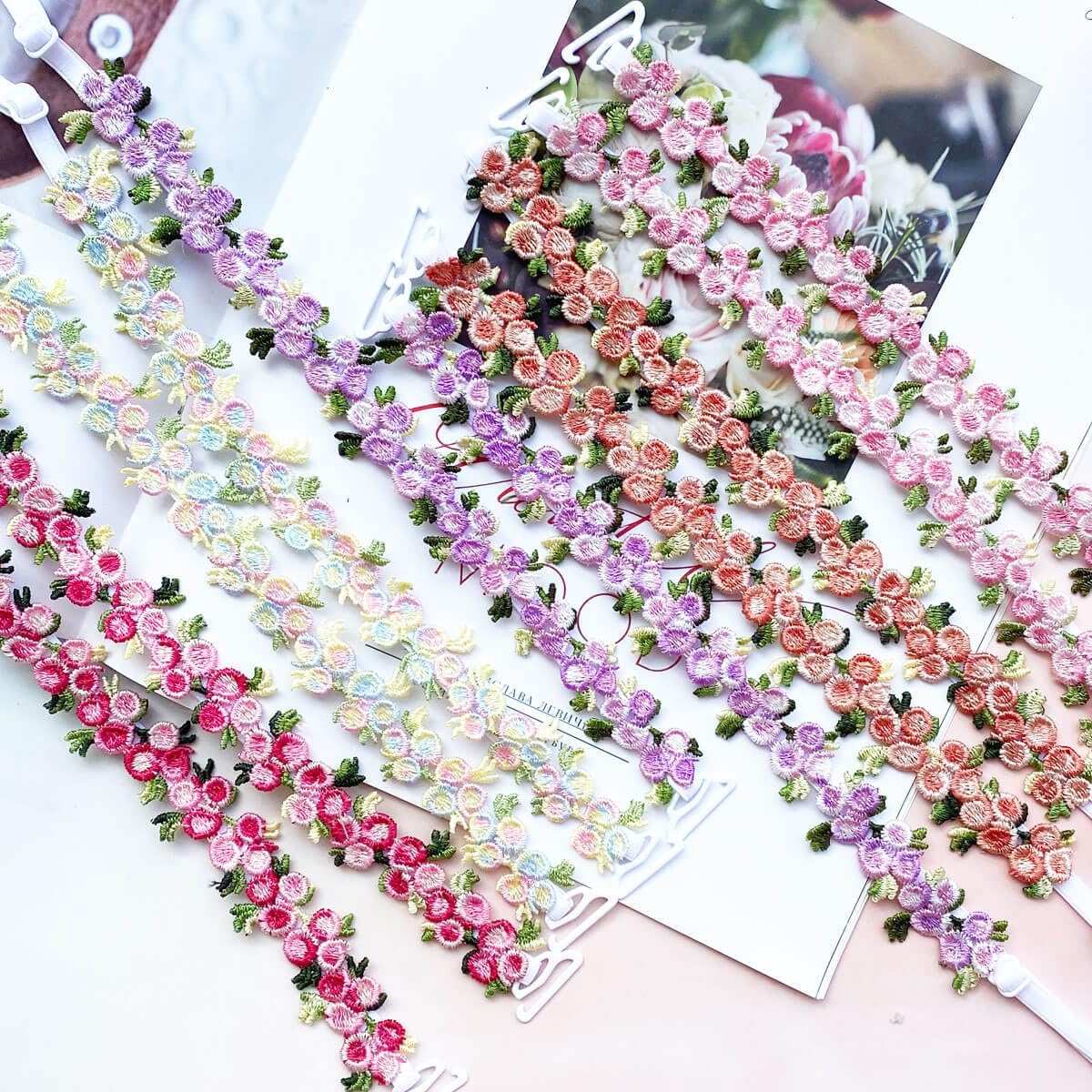 Floral Lace Bra Straps – Adjustable & Detachable Shoulder Straps for Dresses and Bras