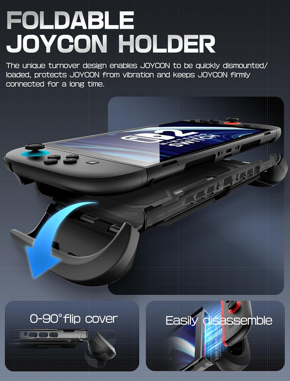 Dockable Grip Case for Nintendo Switch 2 – Flip Stand & Game Card Storage