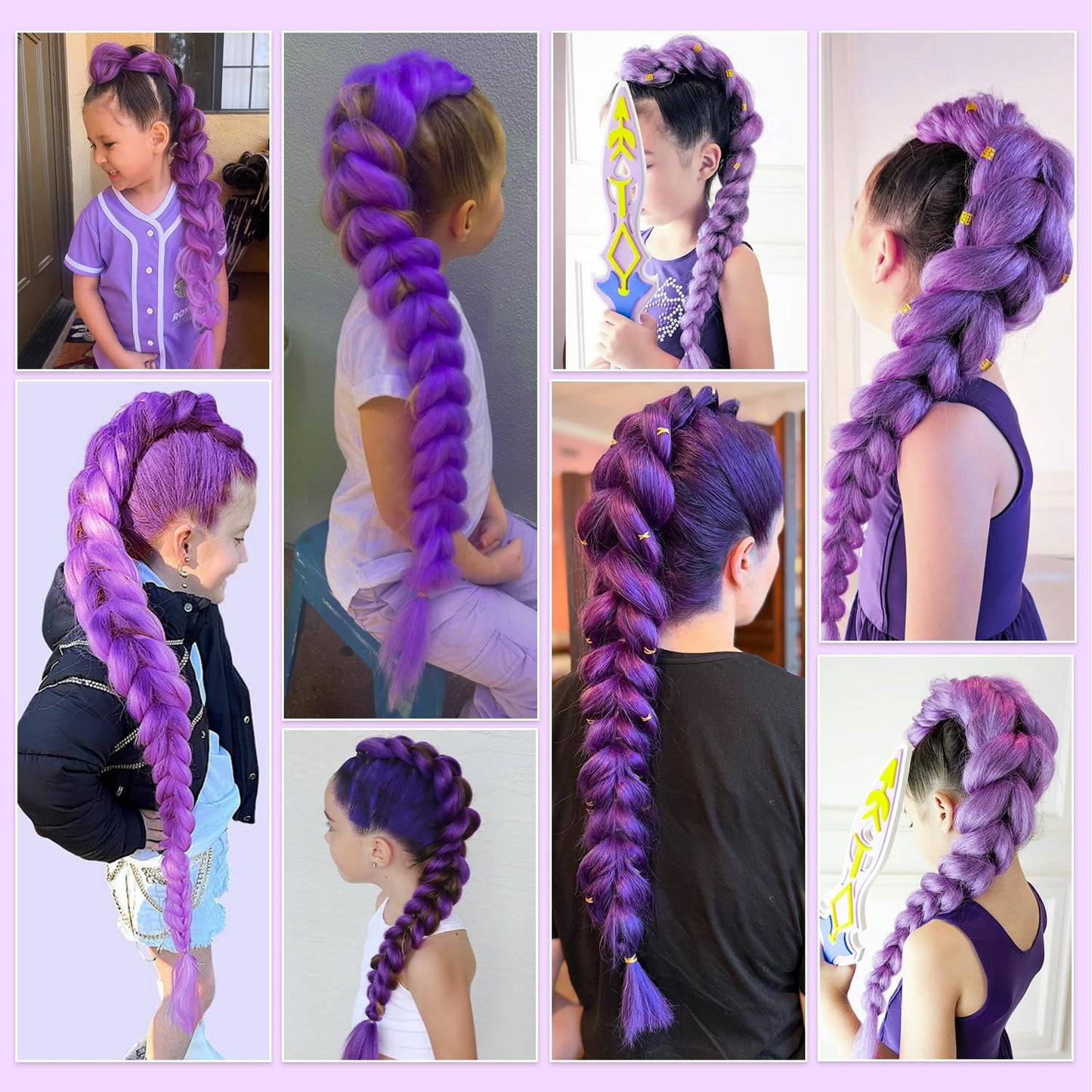 Purple Pre-Stretched Braiding Hair β Synthetic Braiding Extensions for Party, Stage