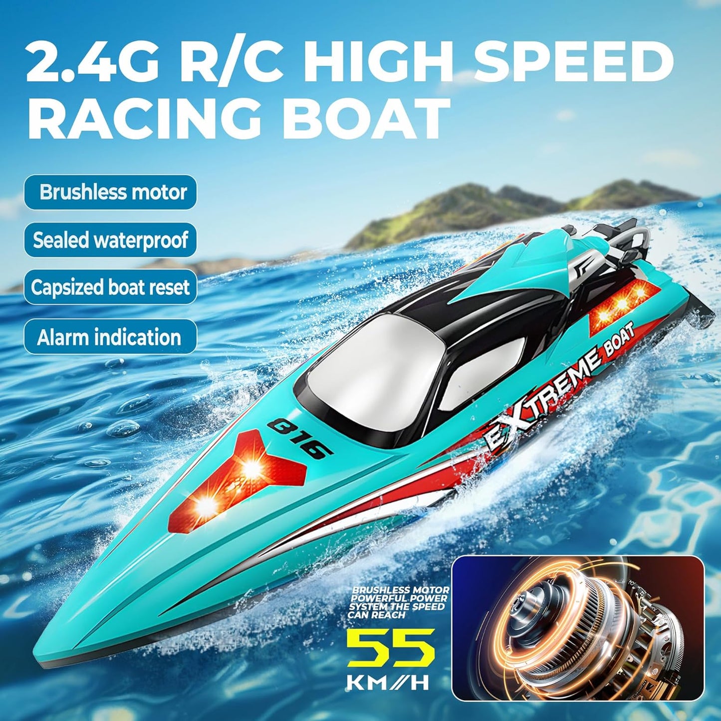 18-Inch Brushless RC Boat ā High-Speed 55 KPH Lake Adventure Toy for Adults and Kids