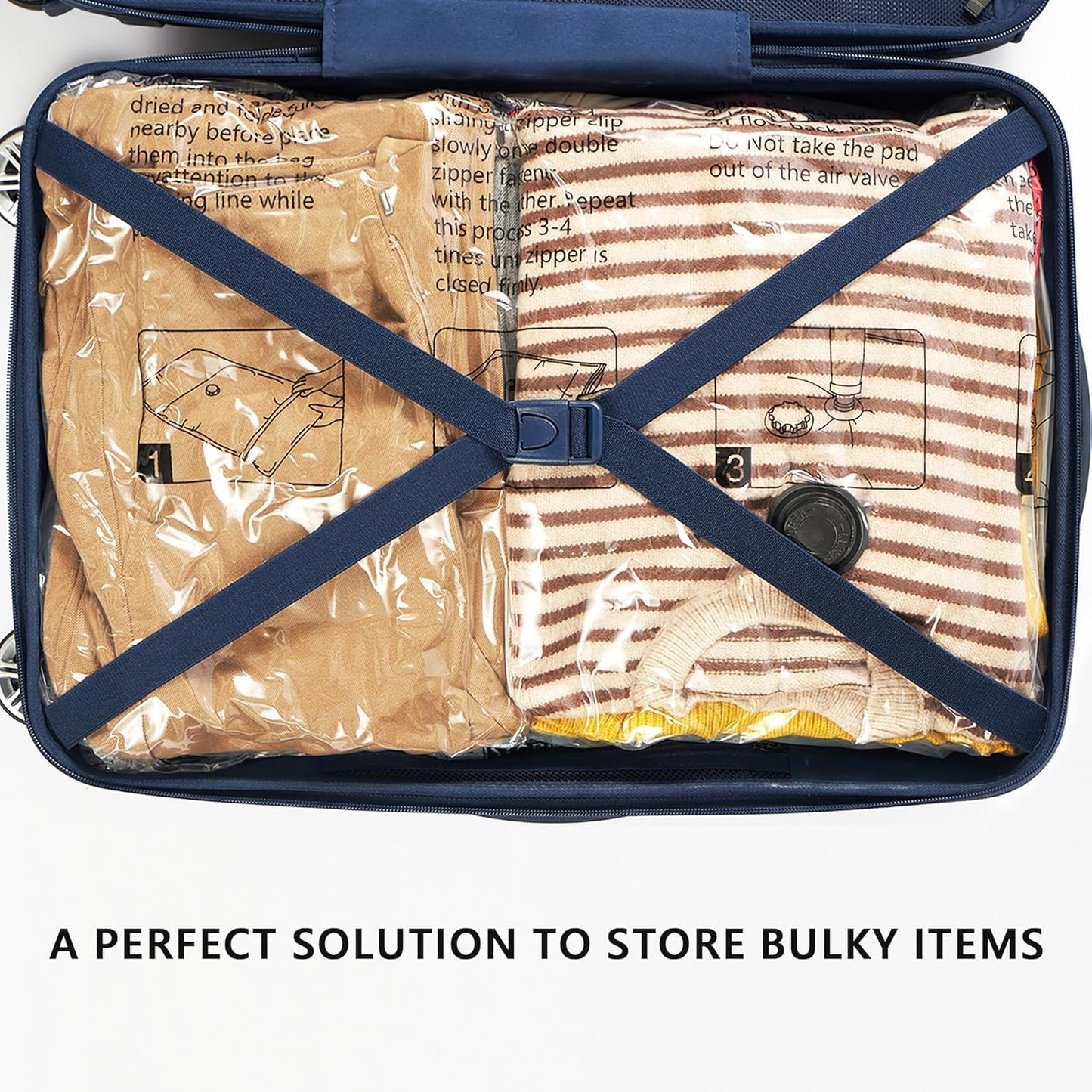 Travel Vacuum Bags with Electric Pump โ Space Saver Compression Bags for Clothes & Luggage