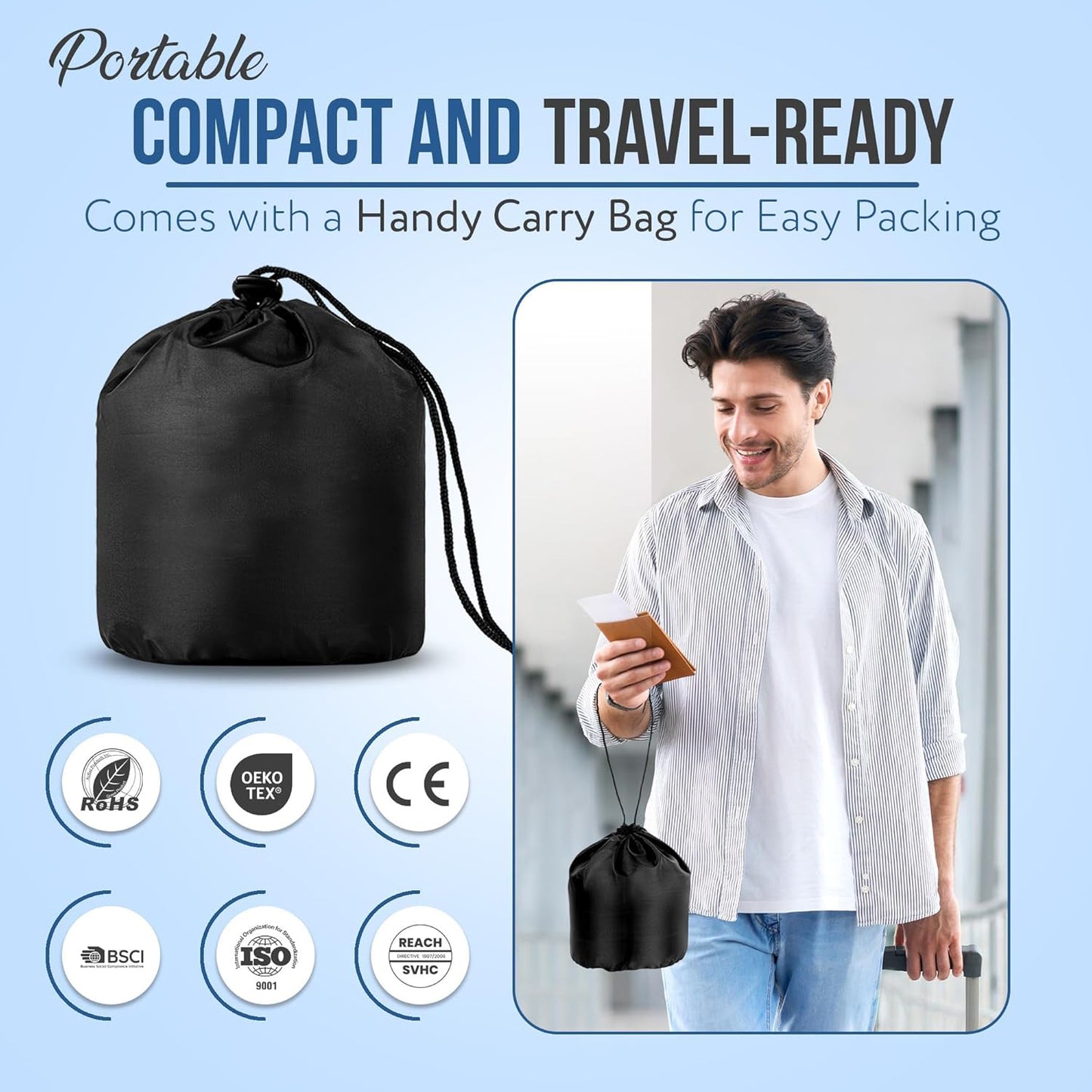 Travel Pillow for Long Flights – Memory Foam Neck Pillow