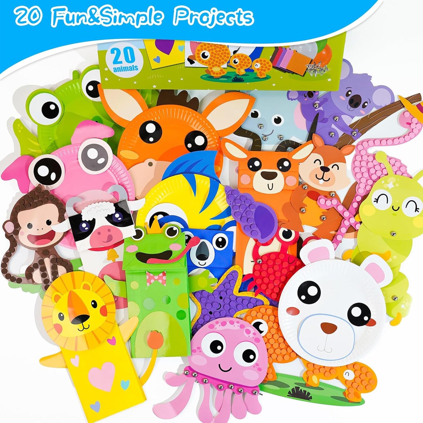 Animal Arts & Crafts Kit for Kids 4-6 β All-Inclusive Craft Box with Paper Plates & Puppets