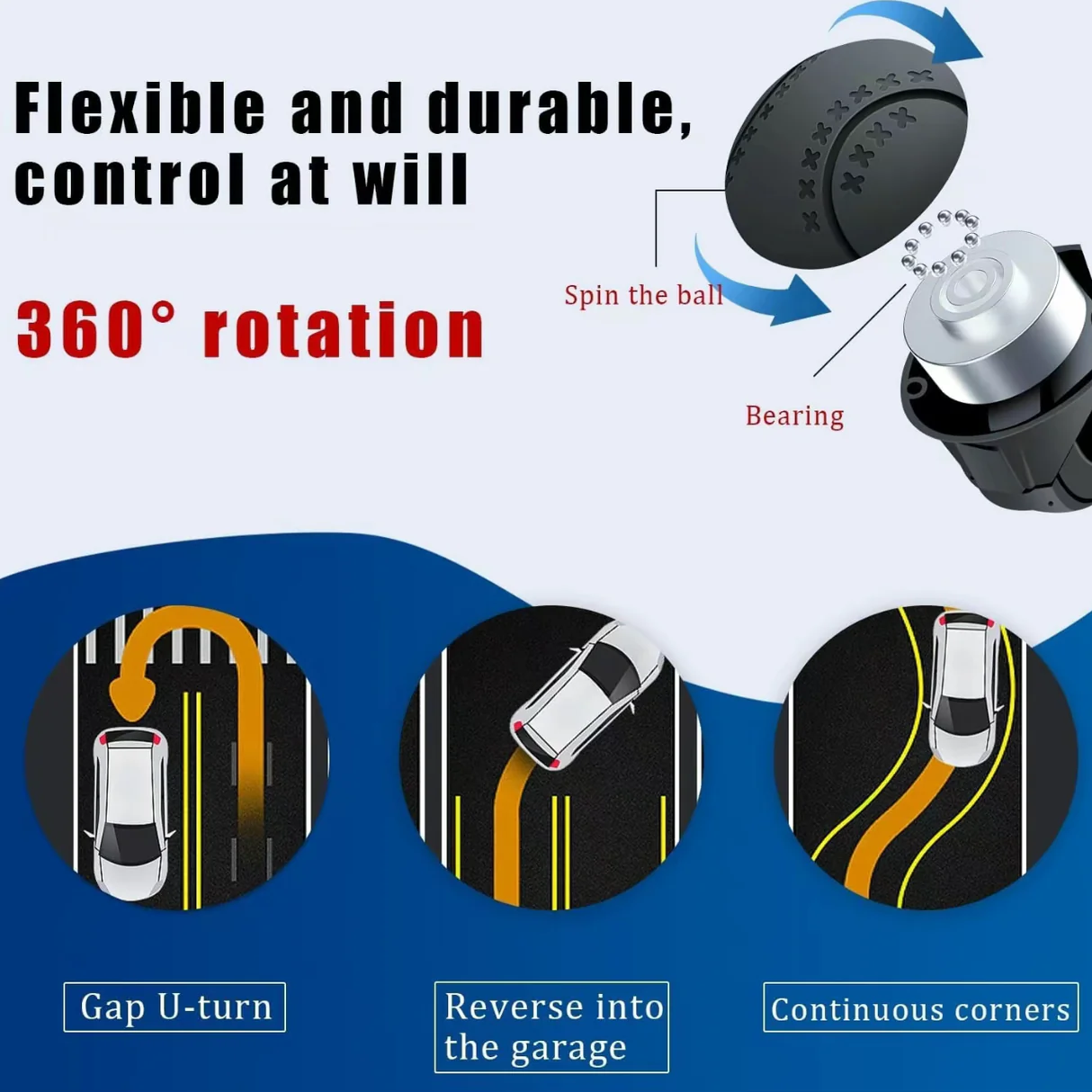 360° Steering Wheel Spinner Knob – Easy One-Hand Control | Non-Slip Silicone Grip