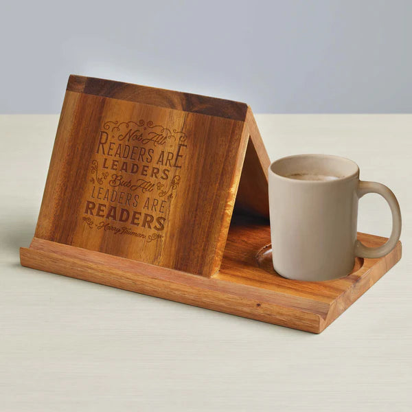 Sleek Wooden Reading Valet Organizer – Stylish Desk Storage for Books, Mugs & Pens