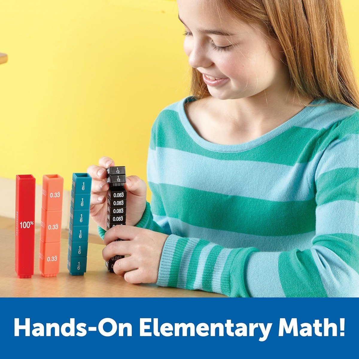 Fraction & Decimal Interlocking Cubes ā 51-Piece Math Learning Set