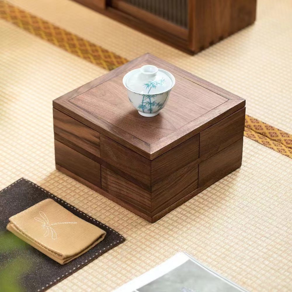 Rotating Wooden Snack Tray – Double-Layer 8-Compartment Storage Box for Candy, Nuts