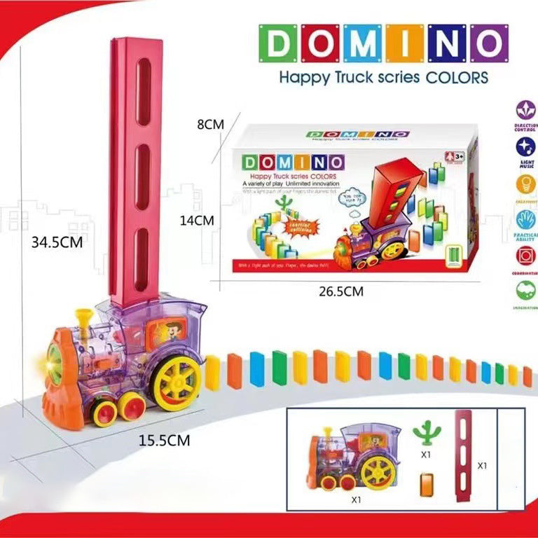 Automatic Domino Train Set – 60 Pcs Dominoes Educational Toy for Kids
