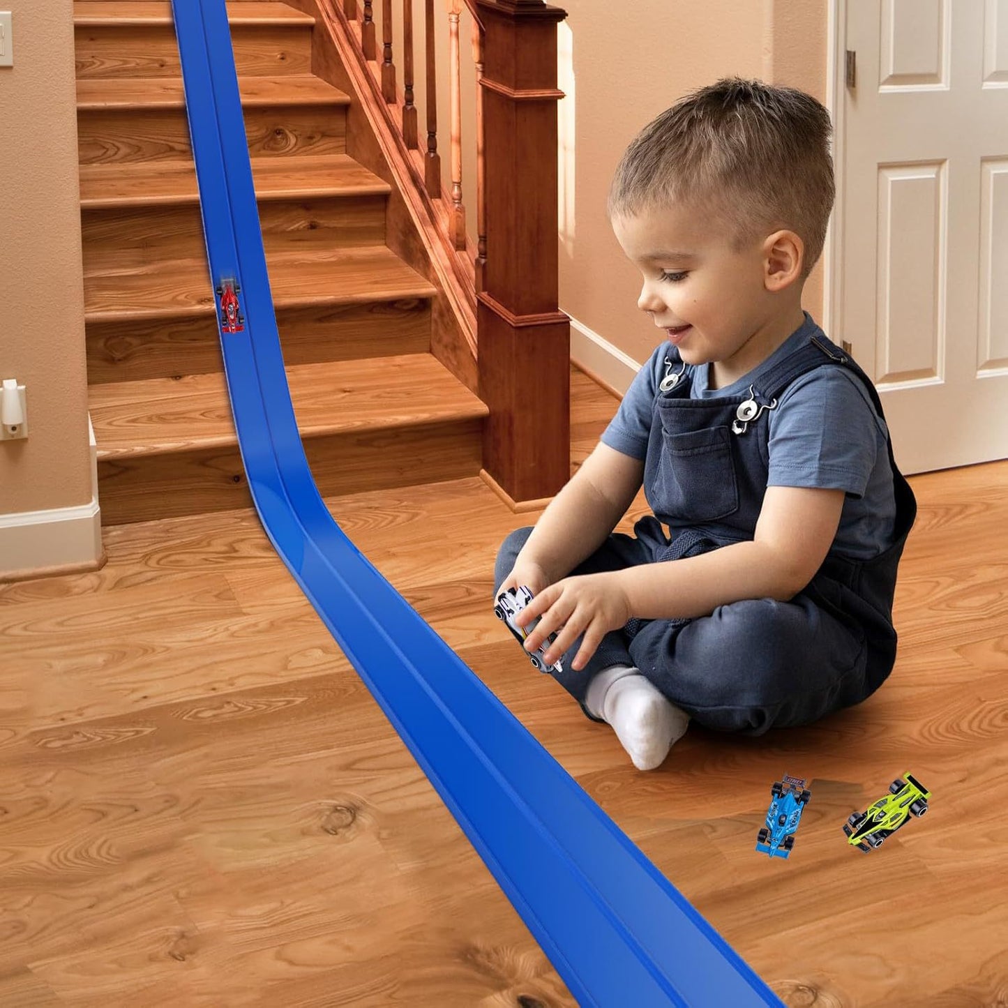 DIY Double Track Car Stunt Set – PVC Soft Track with 4 Cars