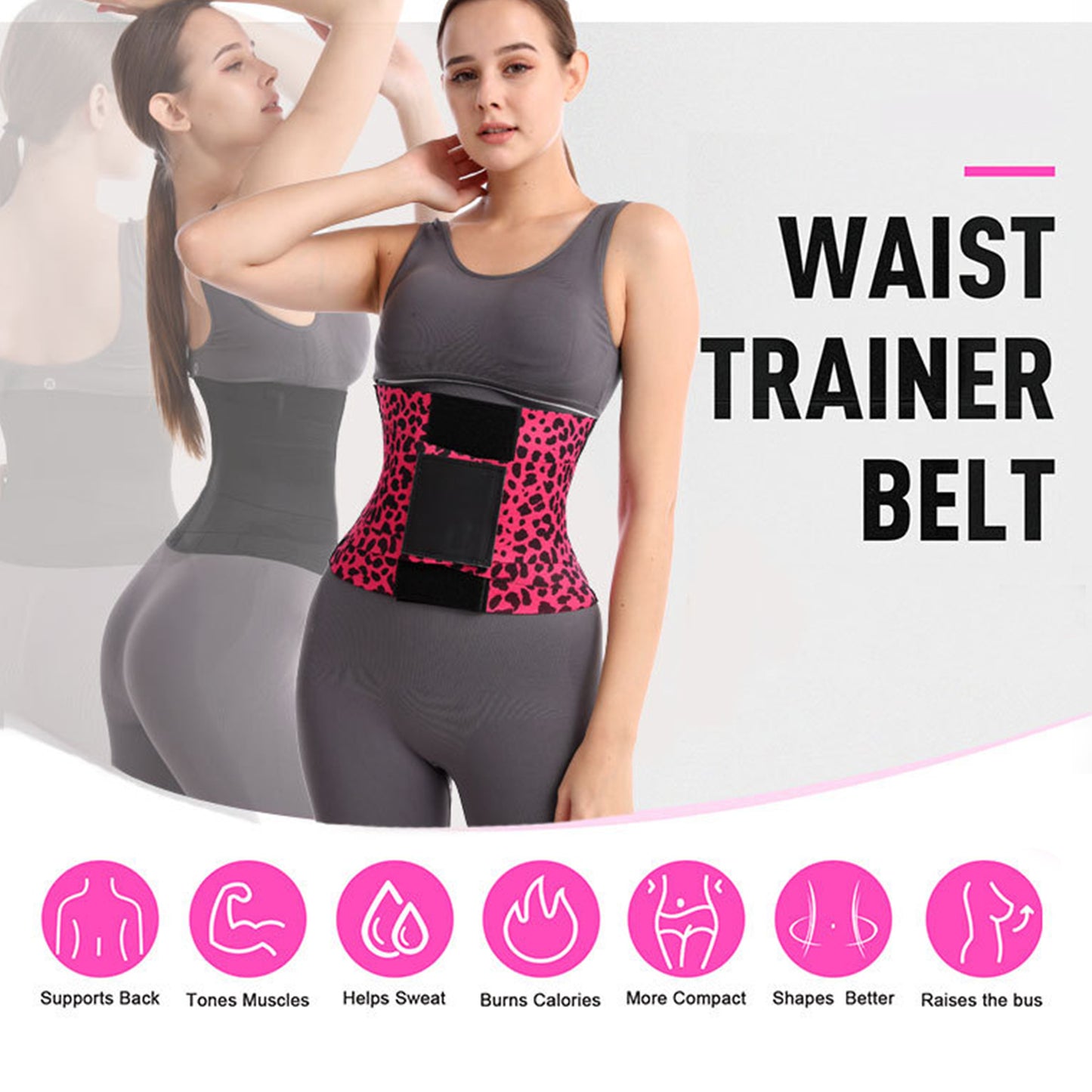 Double Compression Waist Trainer with Back Support | Adjustable Shaping Belt for Posture & Comfort