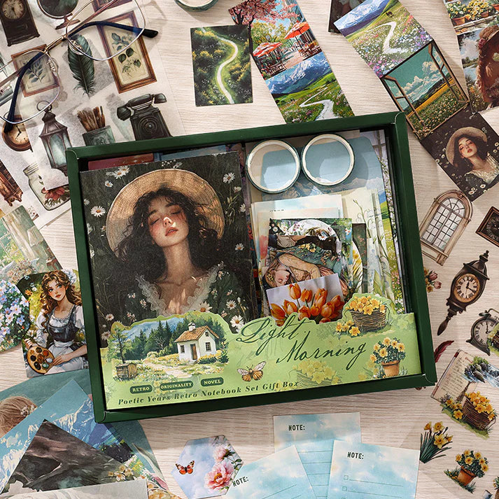 Poetic Moments Creative Journal Set – A6 Notebook, Washi Stickers