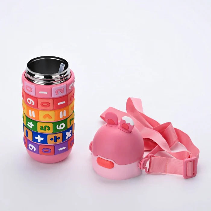 Math Puzzle Pattern Stainless Steel Water Bottle โ 430ml Insulated, Leak-Proof & Stylish