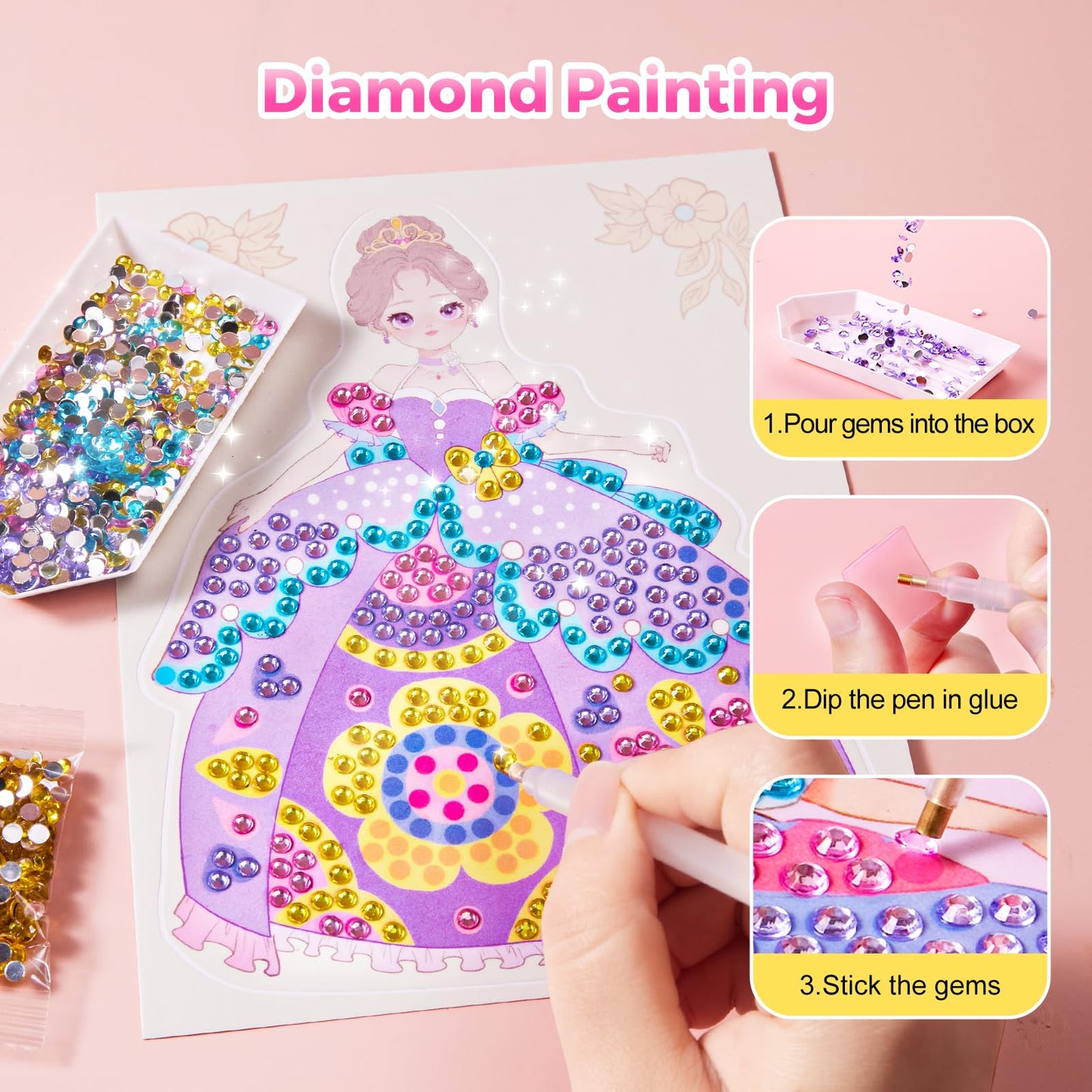 Princess DIY Sticker & Makeup Activity Book โ Creative Fun with Royal Dress-Up and Sparkling Crafts