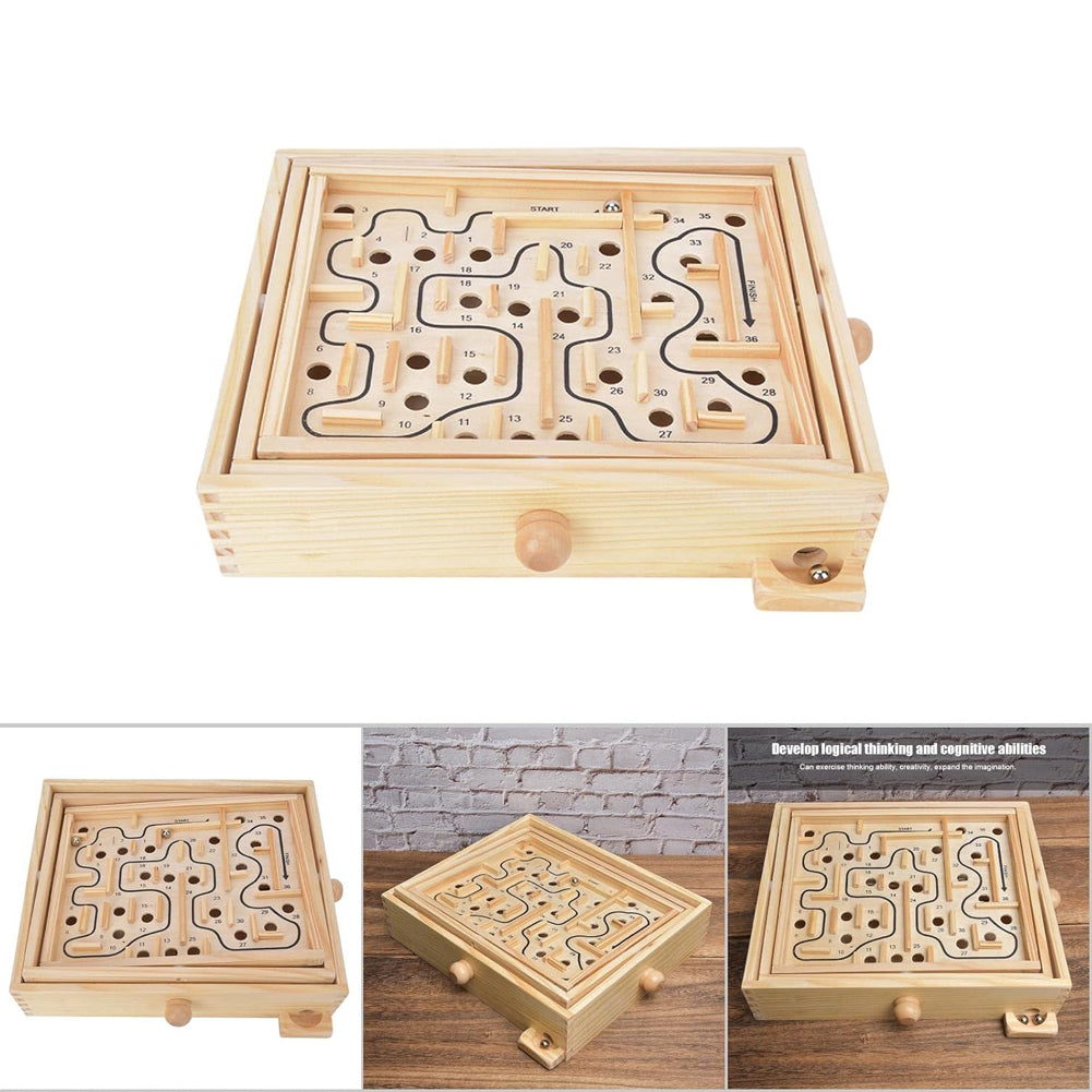 Wooden Table Maze Game / Balance Board Labyrinth – Fun Puzzle Toy for Kids & Adults