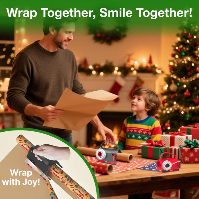 Wrapping Paper Cutter & Tape Dispenser – Sharp, Durable & Safe for Effortless Gift Wrapping