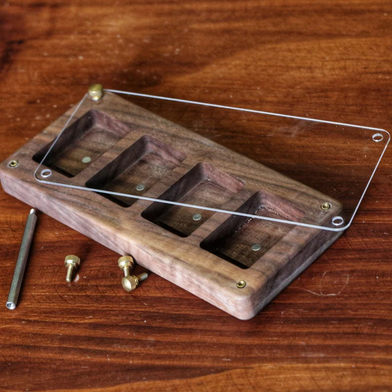 Zippo Lighter Display Case – Handcrafted Walnut Wood Organizer Box with Acrylic Lid